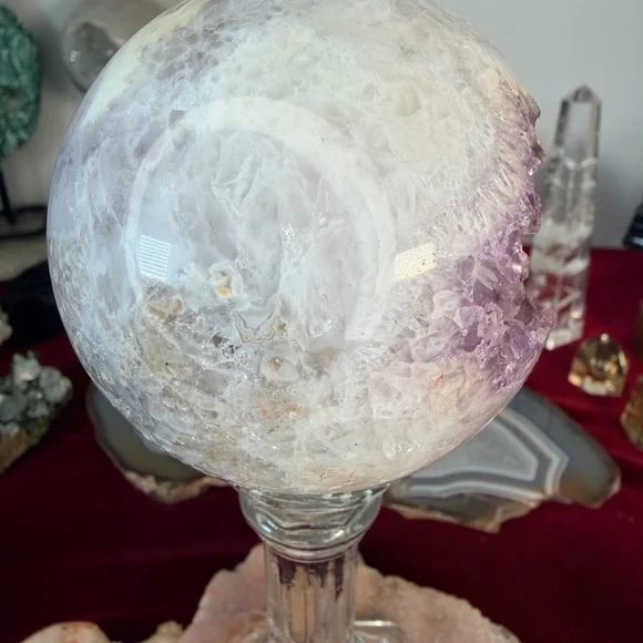 Lavender Amethyst & Quartz Sphere • Gorgeous Pockets • Sparkly Points 3.38”